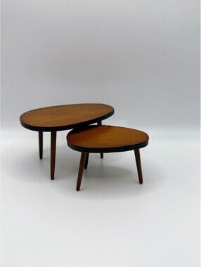 1:12 Scale Dollhouse Nesting Tables Mid Century Modern Wood Set of 2